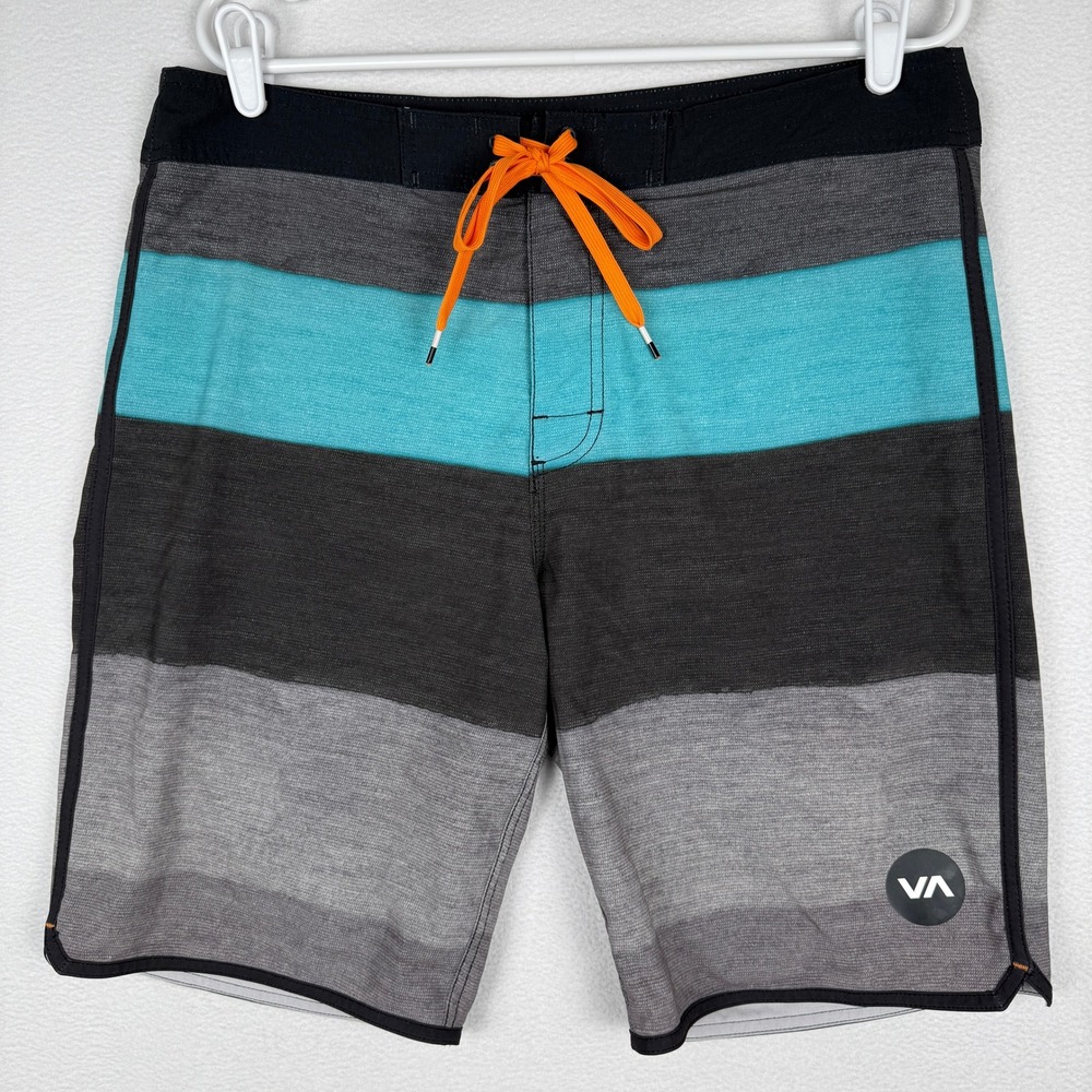 RVCA Board Shorts Mens 34 Multicolor Striped 4 Way Performance Stretch Surfer